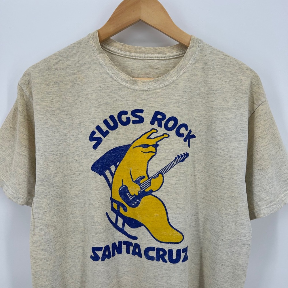 Vintage UCSC Slugs Rock Santa Cruz T-Shirt Large Gray Banana Slug Guitar 90s